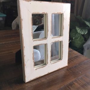 3/$15 ✨ Small white wooden decorative accent mirror